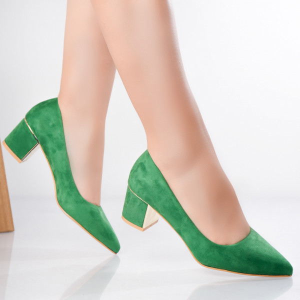 Зелени дамски обувки с ток от еко кожа kila