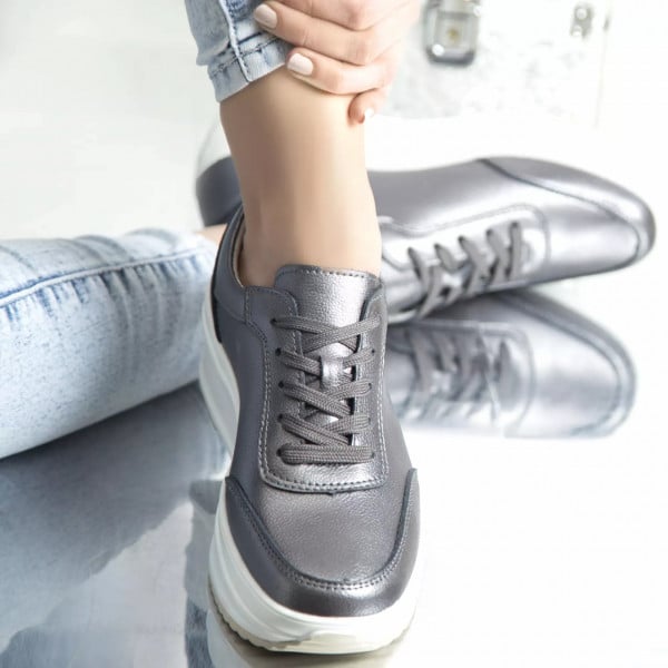 Спортни обувки diana сиви от естествена кожа