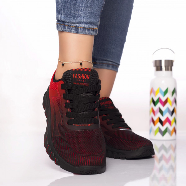 Спортни обувки guesta textile black-red