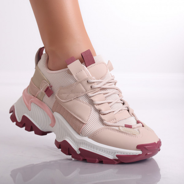 Areli Ladies Pink Organic Leather Sneakers