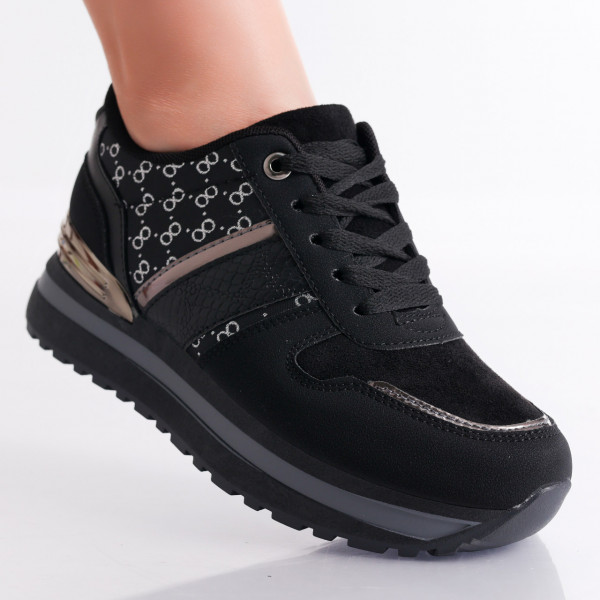 Arima Ladies Black Organic Leather Sneakers