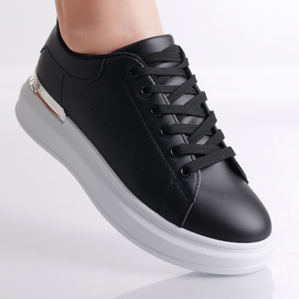 Asma Ladies Μαύρο Μαύρο Οργανικό Δερμάτινο Sneakers
