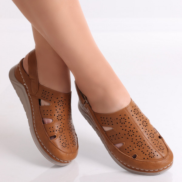 Cadida Ladies Casual Brown Eco Leather Shoes