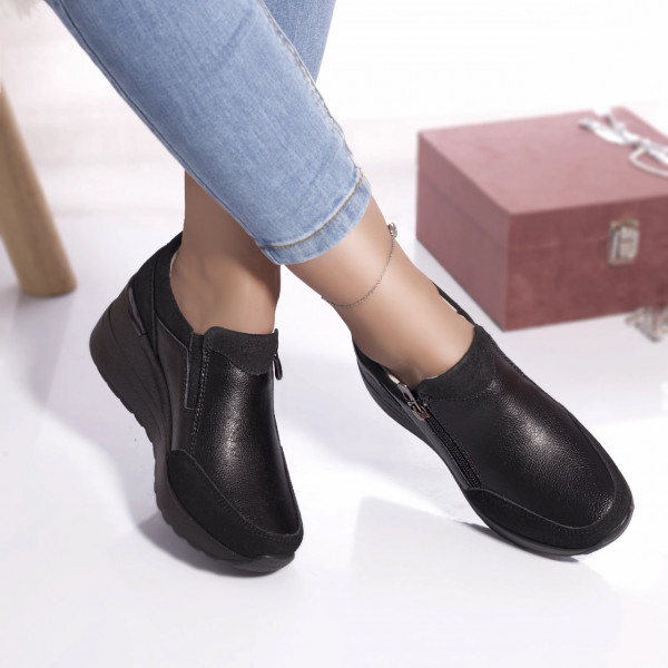 Casual παπούτσια brook φυσικό δέρμα μαύρο