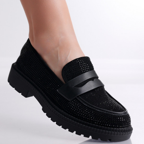 Isara Ladies' Casual Μαύρο δερμάτινο παπούτσι