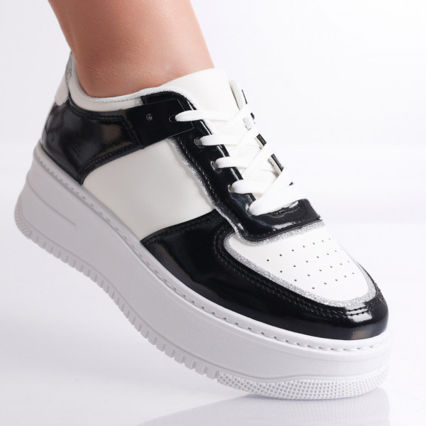 Magani Ladies Μαύρο/Άσπρο Οργανικό Δέρμα Sneakers
