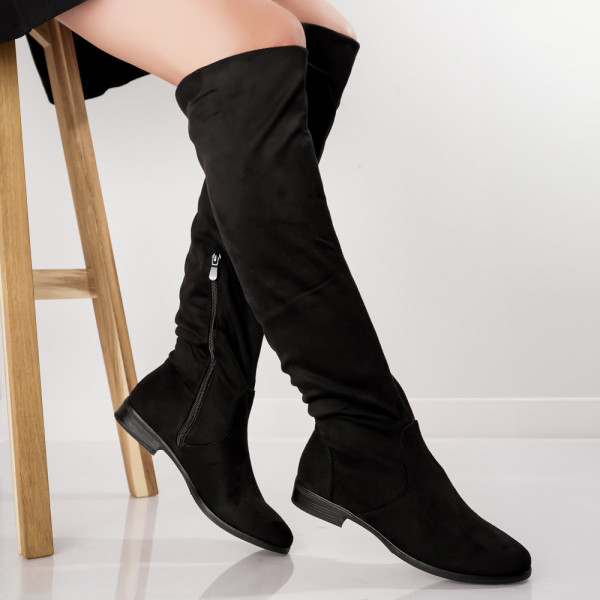 Onada Μαύρες γυναικείες μπότες από οργανικό δέρμα
