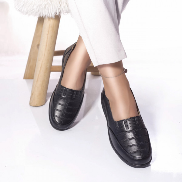Pantofi casual mocasini shamara piele ecologica negru