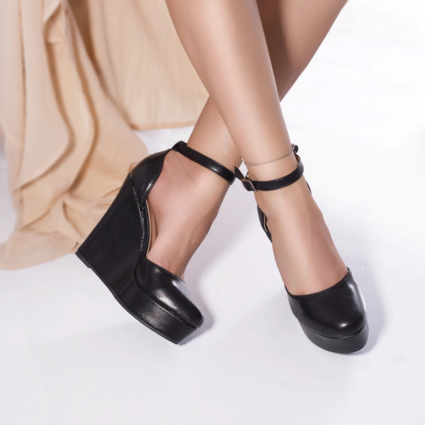 Pantofi cu platforma daphnisa piele ecologica negru