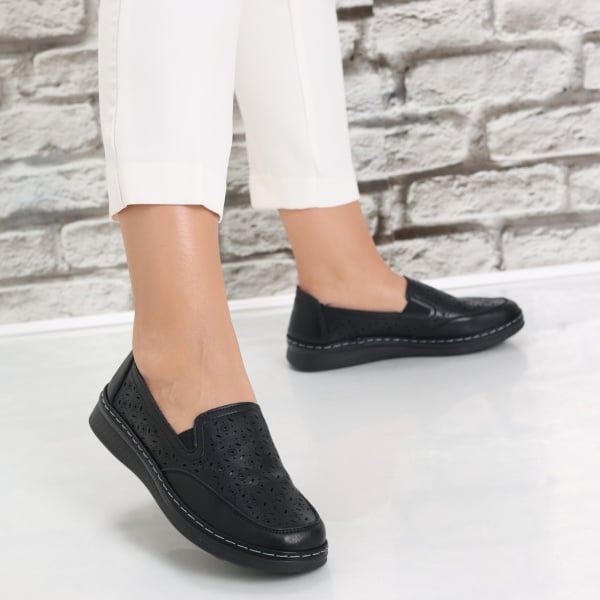 Pantofi dama casual Negri din Piele Ecologica Hudiana