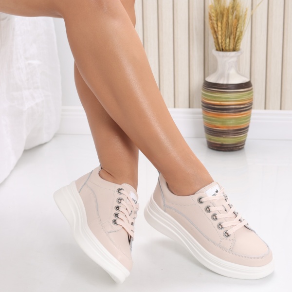 Pantofi dama casual Roz din Piele Naturala Hory