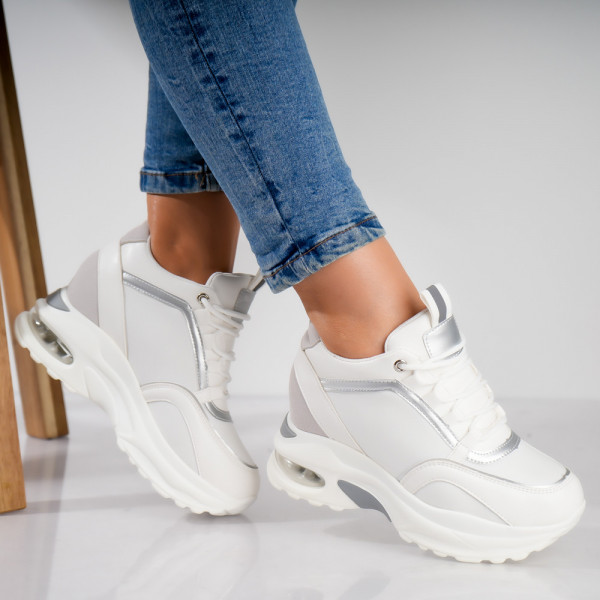 Rendo Γυναικεία αθλητικά παπούτσια με πλατφόρμα Λευκό Eco Leather