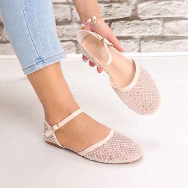 Sandale dama Bej din Textil Safya