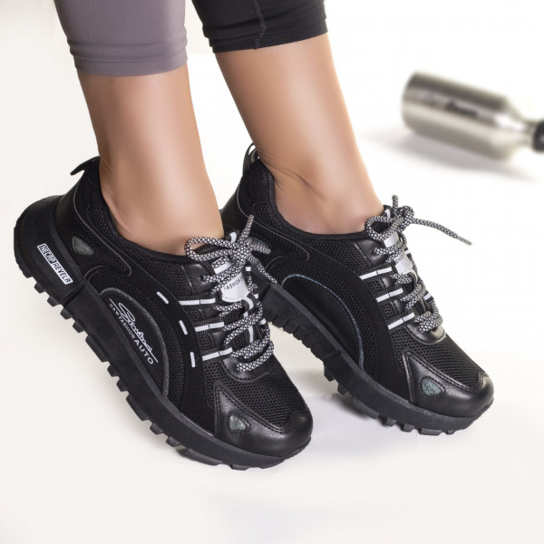 Γυναικεία μαύρα limar sneakers από ύφασμα και eco leather