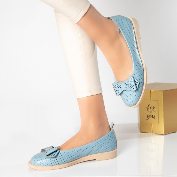 Γυναικεία μπλε παπούτσια μπαλαρίνα carmen eco leather