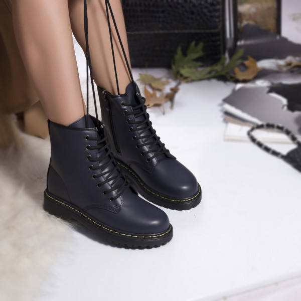 Γυναικείες μπότες eco leather bailey navy blue με επένδυση