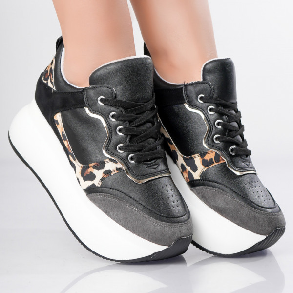 Μαύρα γυναικεία sneakers από οργανικό δέρμα Artava