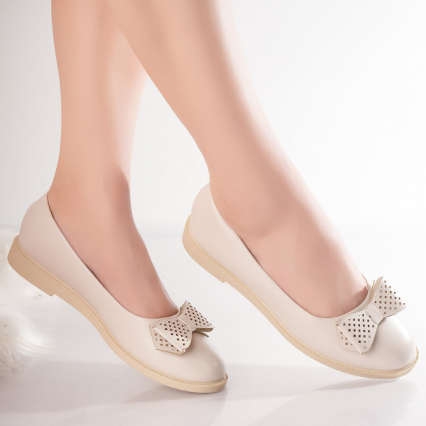 Бежови дамски балетни обувки от екологична кожа Zeca