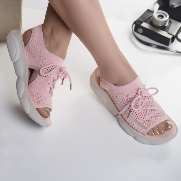 Дамски розови текстилни сандали olva без ток