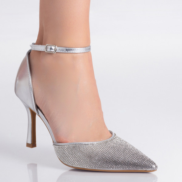 Сребърни дамски обувки от екокожа Ritaj