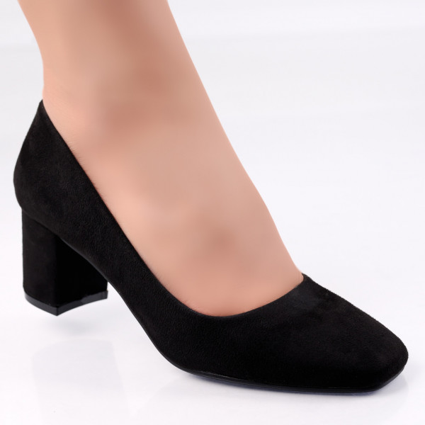 Amada Ladies Black Eco Leather Heeled Shoes με τακούνι
