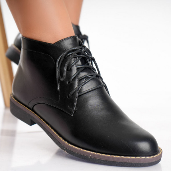 Anisar Ladies Μαύρες μπότες από δέρμα Eco
