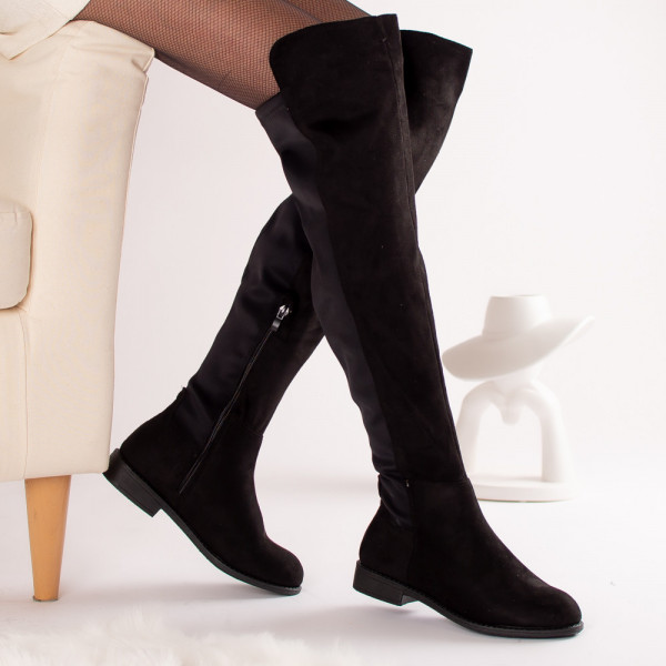 Arisha μαύρες σουέτ γυναικείες μπότες