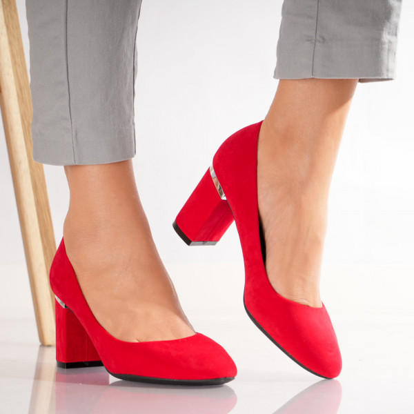 Aroni γυναικεία κόκκινα δερμάτινα παπούτσια με τακούνι Eco Leather
