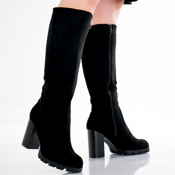 Brels Μαύρες γυναικείες δερμάτινες μπότες με περιτύλιγμα Eco Leather