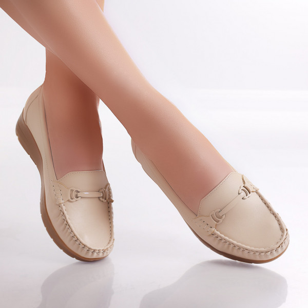 Enasa Ladies Beige Eco Leather Casual Shoes