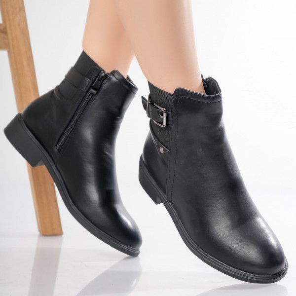 Evera Γυναικείες μαύρες μπότες από δέρμα Eco