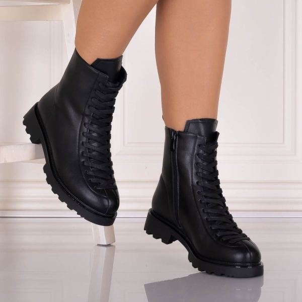 Ghete dama Imblanite Negre din Piele Ecologica Aranel