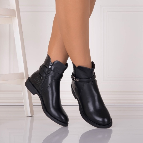 Ghete Dama Imblanite Negre din Piele Ecologica Donaya