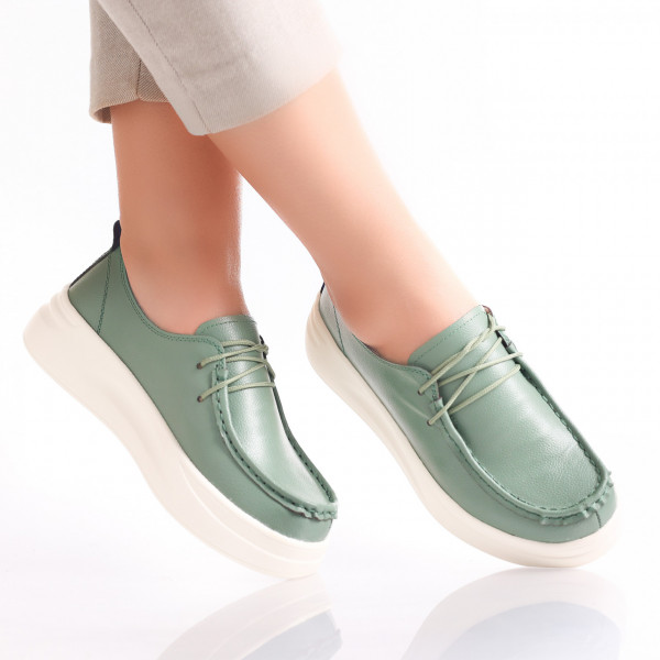 Jaile Ladies Casual Πράσινο Φυσικό Δέρμα Παπούτσια