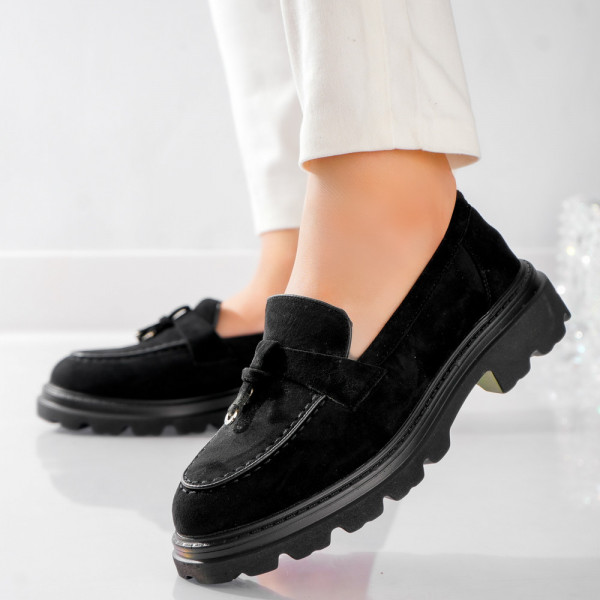 Komi Дамски ежедневни обувки от черна кожа Intoarsa Komi