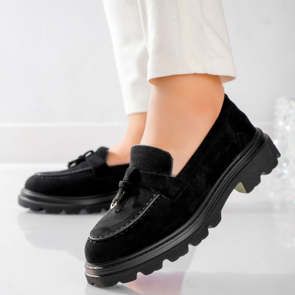 Komi Ladies Casual Shoes Μαύρο Intoarsa Οικολογικό Δέρμα