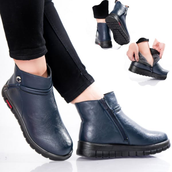 Ludai Κυρίες Μπλε Μαύρο Eco Leather μπότες