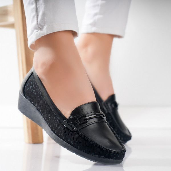 Muca Ladies Casual Μαύρα παπούτσια από οικολογικό δέρμα