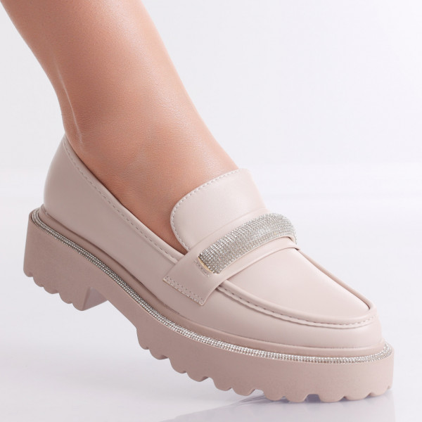 Pantofi dama casual Bej din Piele Ecologica Nima