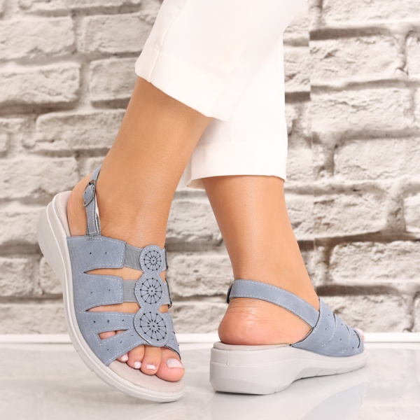 Sandale dama cu platforma Albastre din Piele Ecologica Assisa