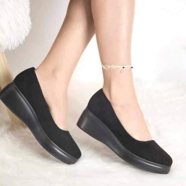 Shirley μαύρα δερμάτινα παπούτσια με πλατφόρμα από λουστρίνι