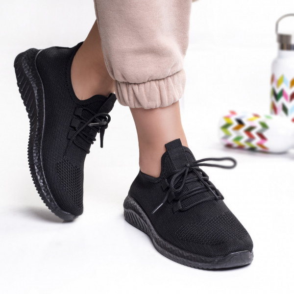 Γυναικεία μαύρα υφασμάτινα sneakers hala
