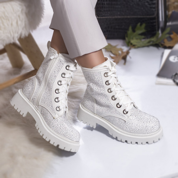 Γυναικείες μπότες eco δερμάτινες ενισχυμένες wahl λευκές
