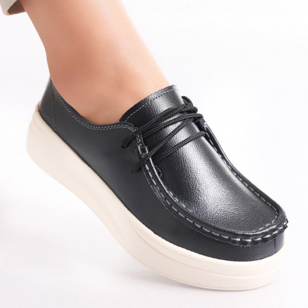 Κυρίες casual παπούτσια Μαύρο φυσικό δέρμα Jaile