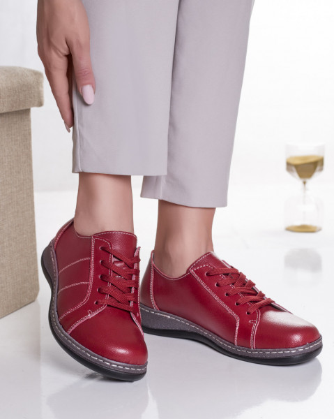 Κόκκινα γυναικεία casual παπούτσια από φυσικό δέρμα bety