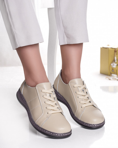 Дамски ежедневни бежови обувки от естествена кожа bety