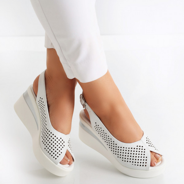 Дамски сандали на платформа White/Silver от Lipoi Organic Leather