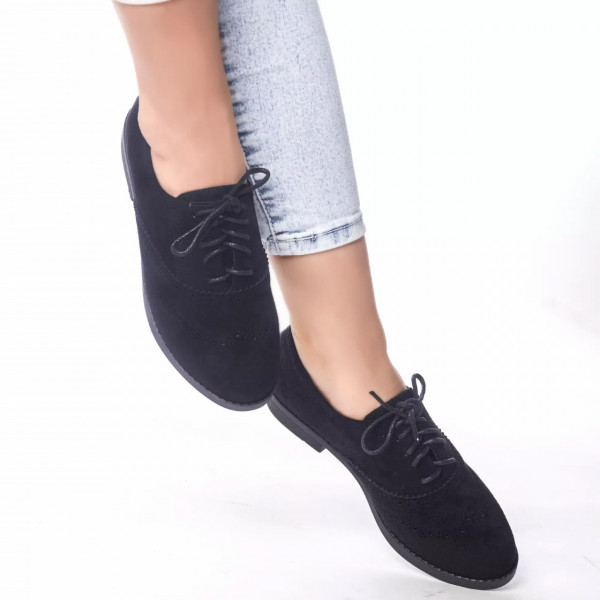 Ежедневни обувки janette черна велурена кожа