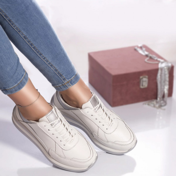 Спортни обувки от естествена кожа Agate white