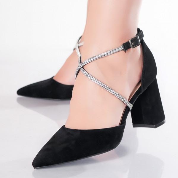 Черни дамски обувки от естествена кожа Velea